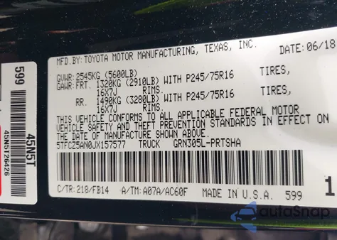 2018 Toyota Tacoma Sr V6 из США, поврежденный, VIN 5TFCZ5AN0JX157577